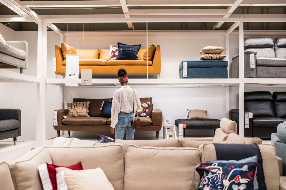 Stored sofa and appliances in clean indoor unit